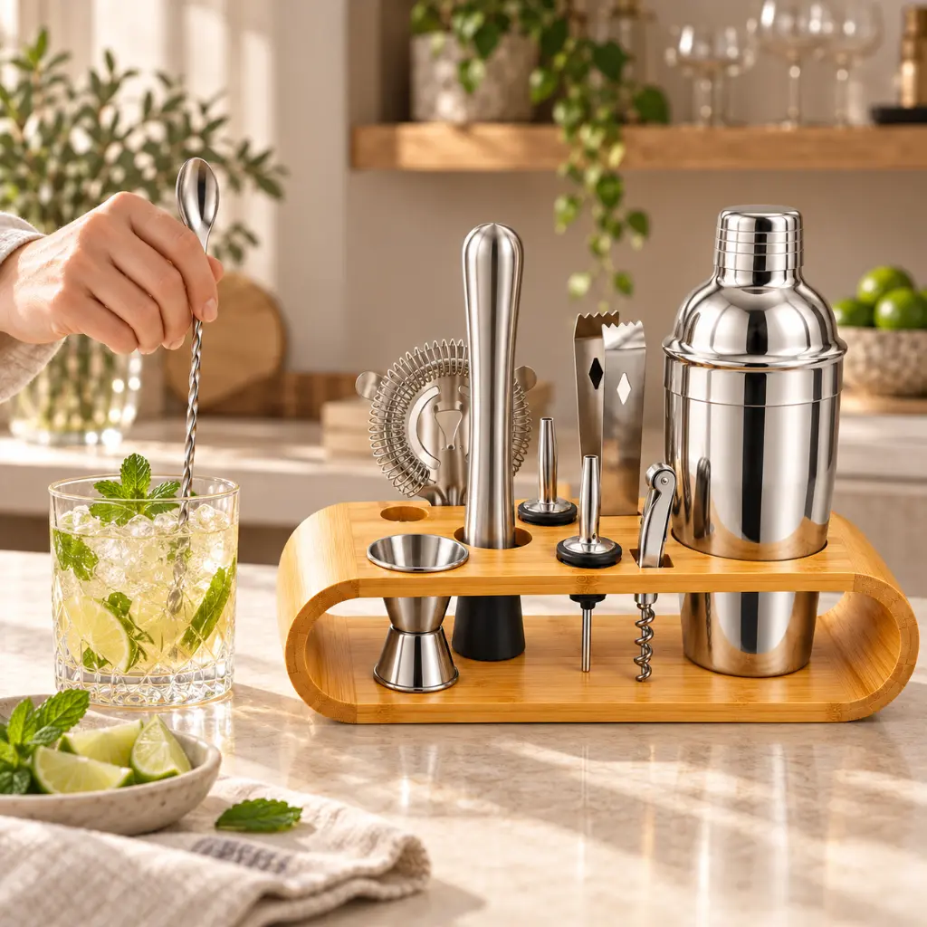 Bamboo cocktail set in use.webp