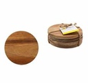 Coaster 4pc Set 10x8cm Round Acacia Wood 41808