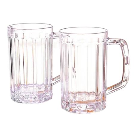 Beer Mug 400ml Clear Glass Grooved - CU292