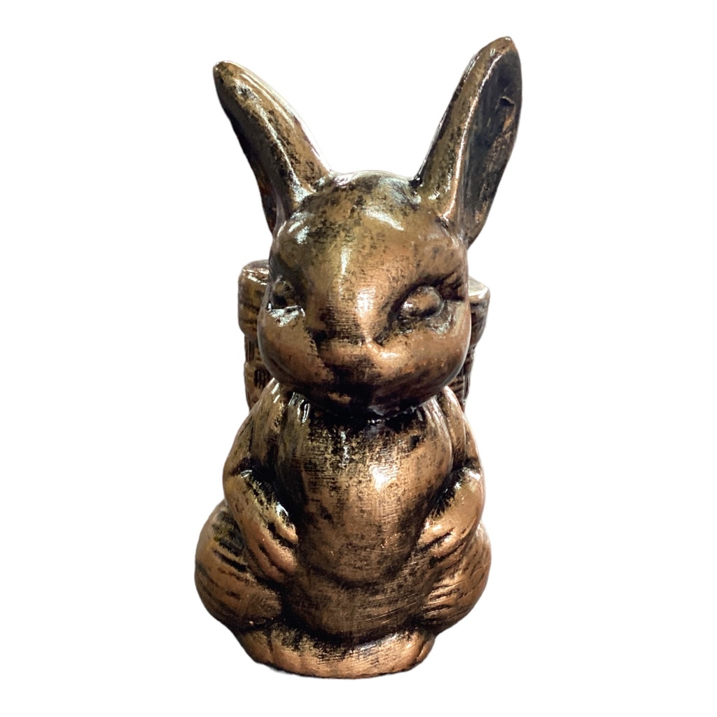 Decor Ornament AC 14x11xcm Bunny With Basket on Back-Metallic
