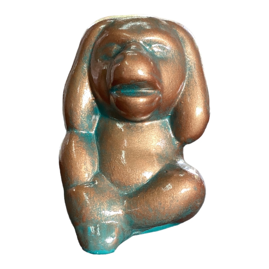 Decor Ornament 12x9x7cm Monkey Hear No Evil-Metallic