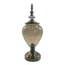 Jar With Lid 37x10cm Grey Metal & Glass Round RVT2023-284