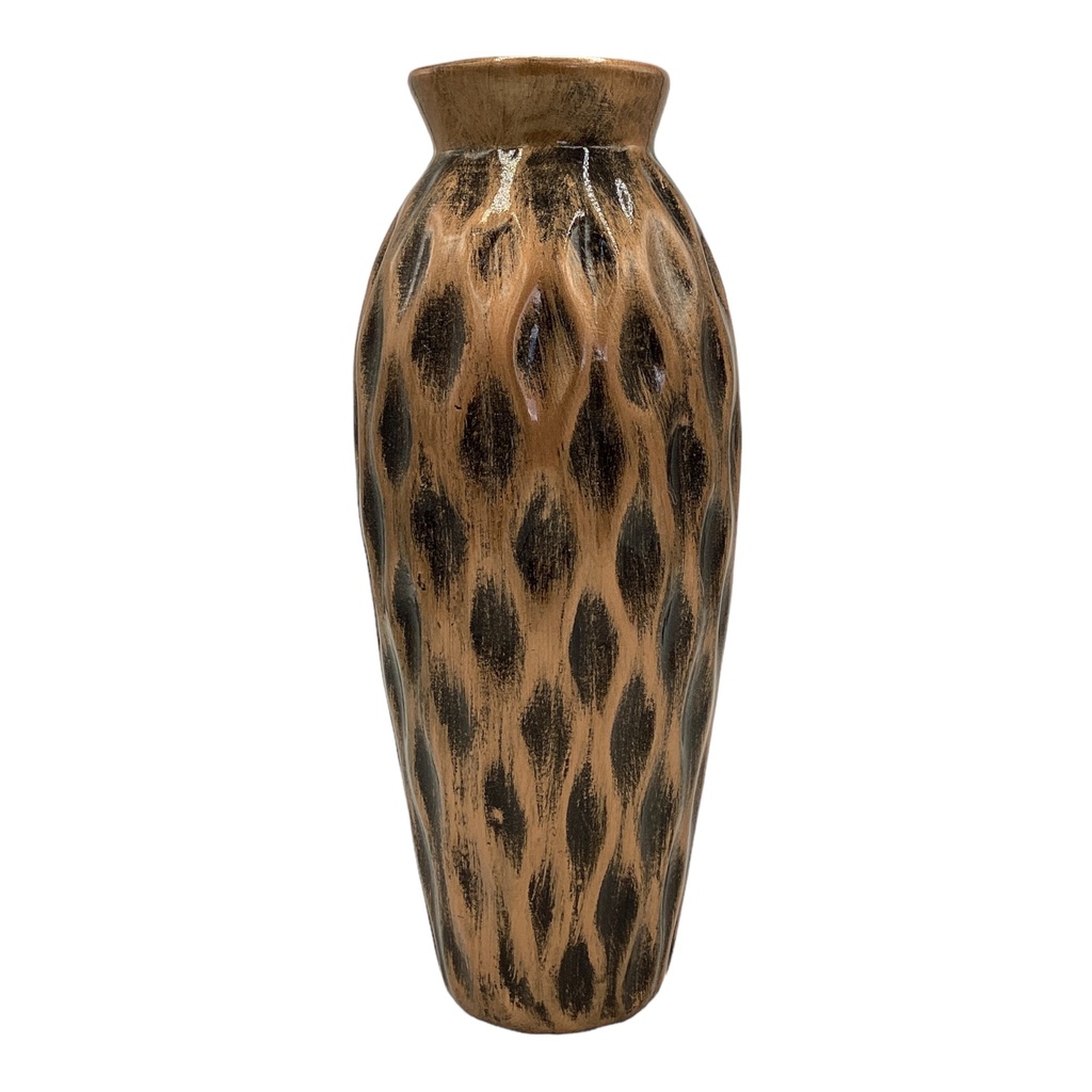 Vase AC 27cm (27x7cm) Vertical Tall Grooved - Metallic
