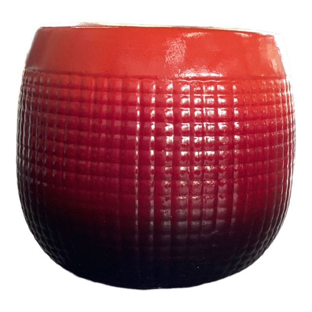 Planter AC 13x13cm Round Gingham Grooved-Base