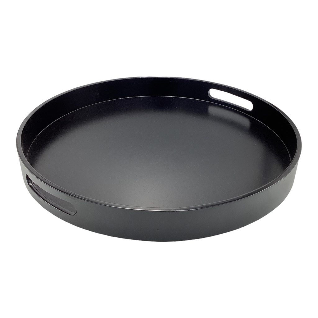 Tray 40x40x5cm Round Wooden With Cut Out Handles