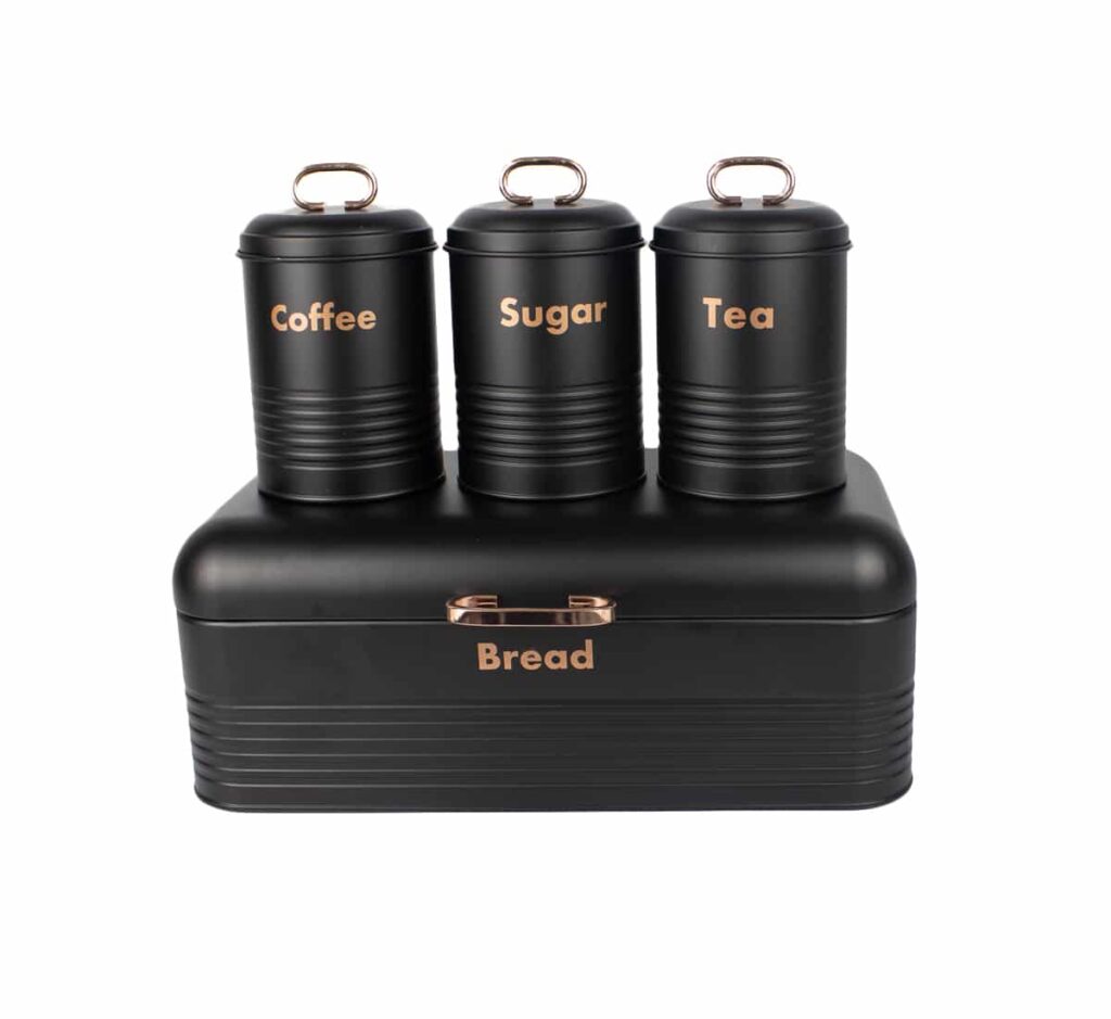 Bread Bin & Canister Set 4pc Grooved RHW-280 Parma Collection