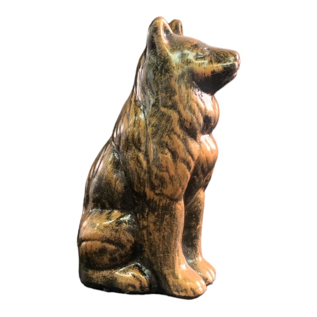 Decor Ornament 19x8x9cm Sitting Wolf-Metallic