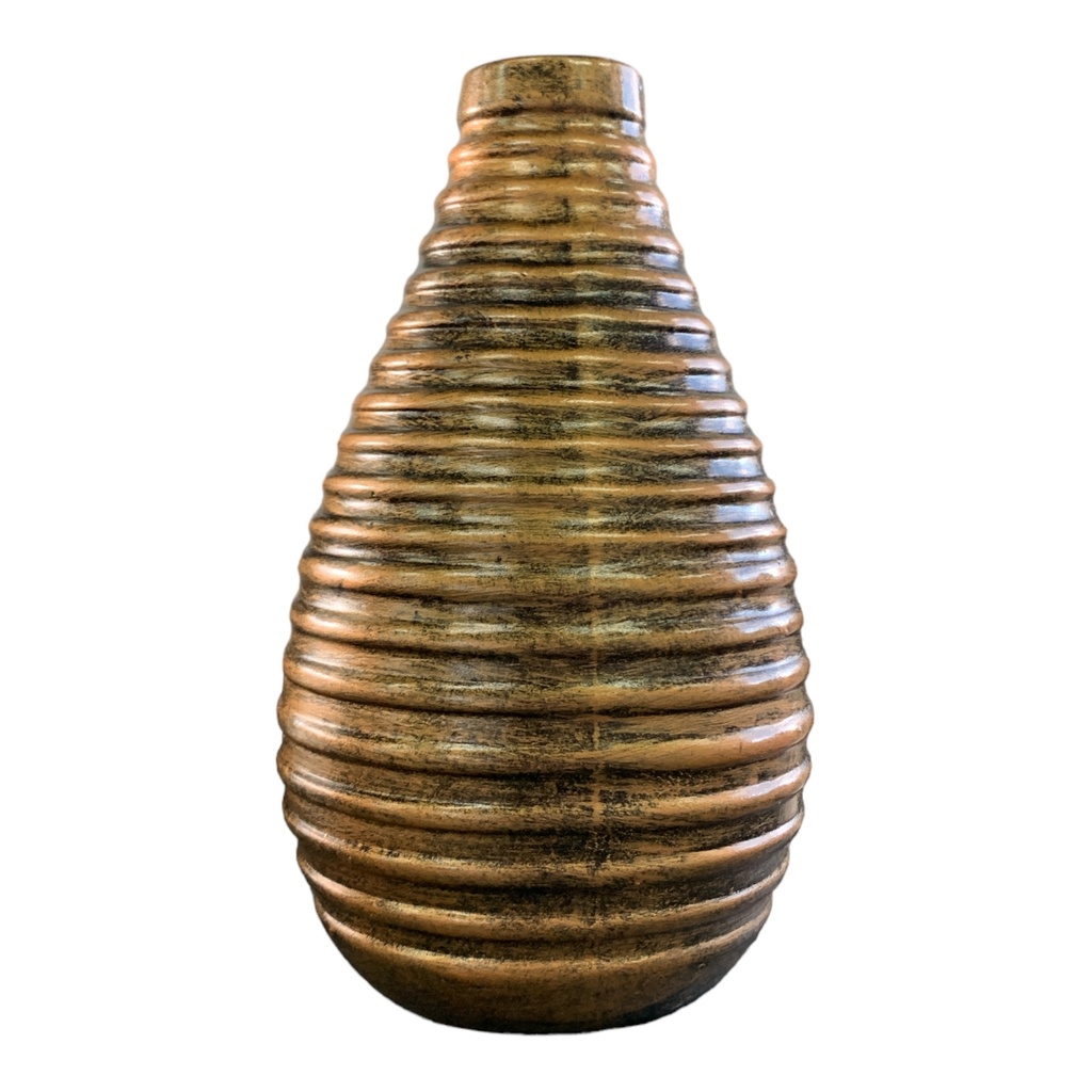 Vase AC 24x13cm Ribbed Bud-Metallic