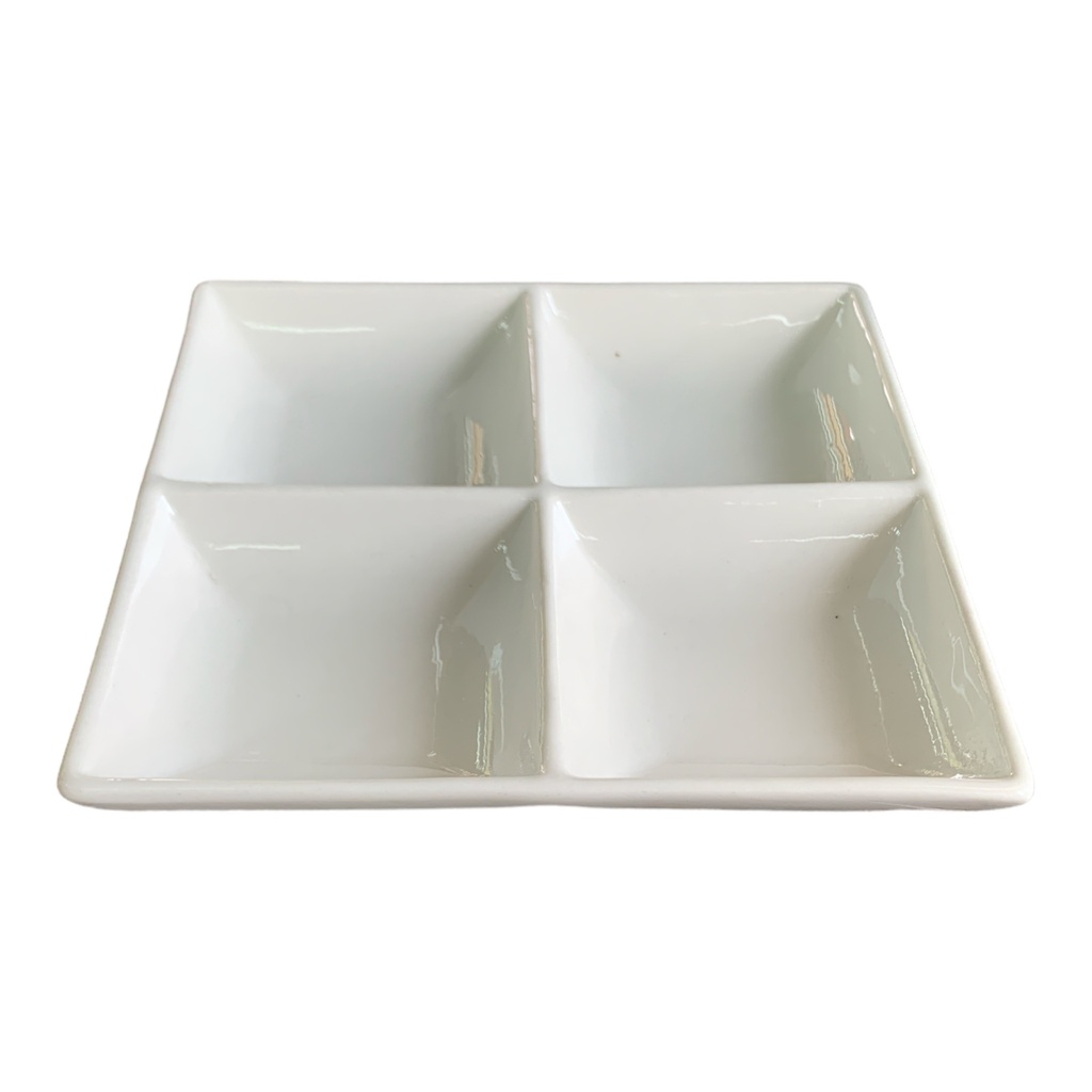 Dish 17x17x2.5cm 4 Division Square Condiment - Continental