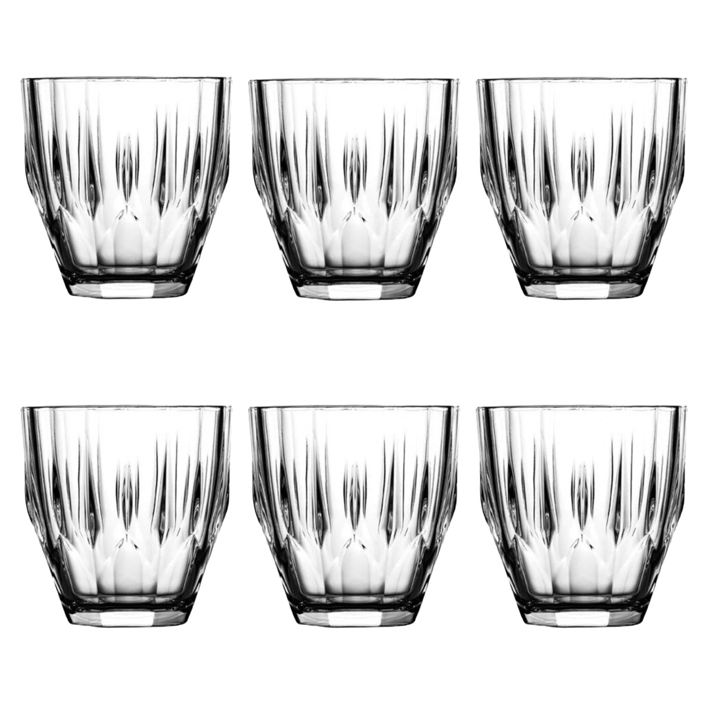 Whisky Glass 6pc Set 275ml Glass - Diamond 52988