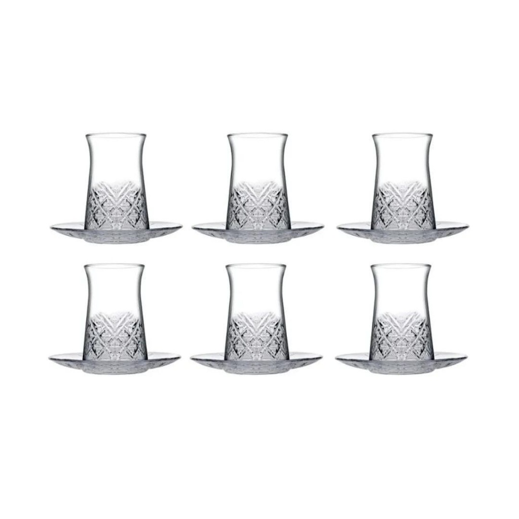 Tea Set 12pc 160ml Turkish Style Cut-Glass - Timeless 96991