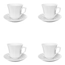 Cup & Saucer Set 8pc Octagonal Pattern White -CU311x12