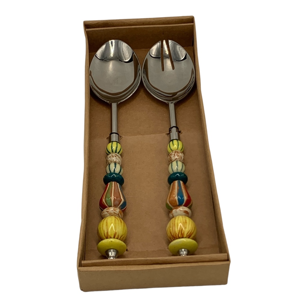 Salad Server 2Pc Set Colorfull Beaded Handle  DT VE-1012