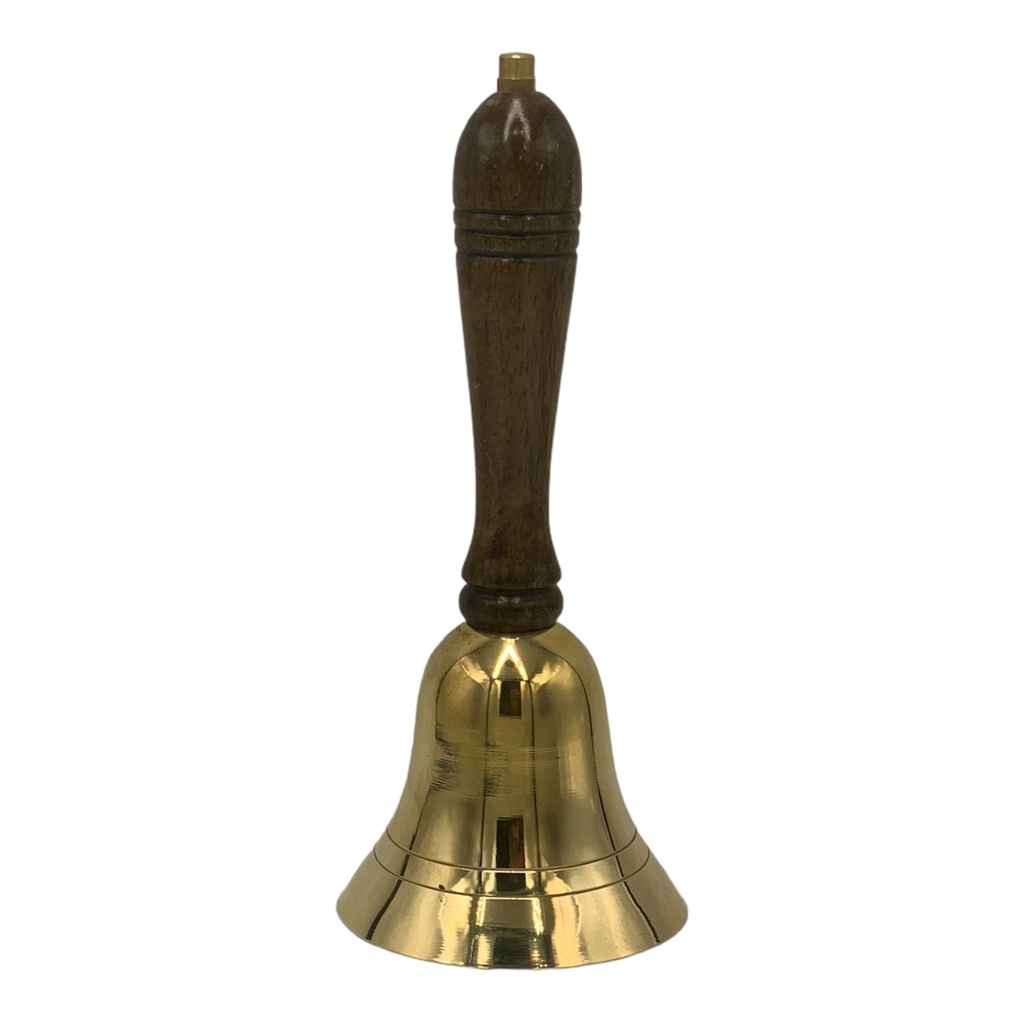 Hand Bell 16cm Gold With Wooden Handle - DT BRM1495/S