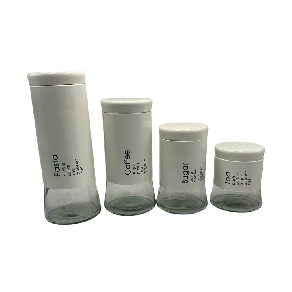 Cannister 4PC Set With Writing Glass/SS CH964/CH965