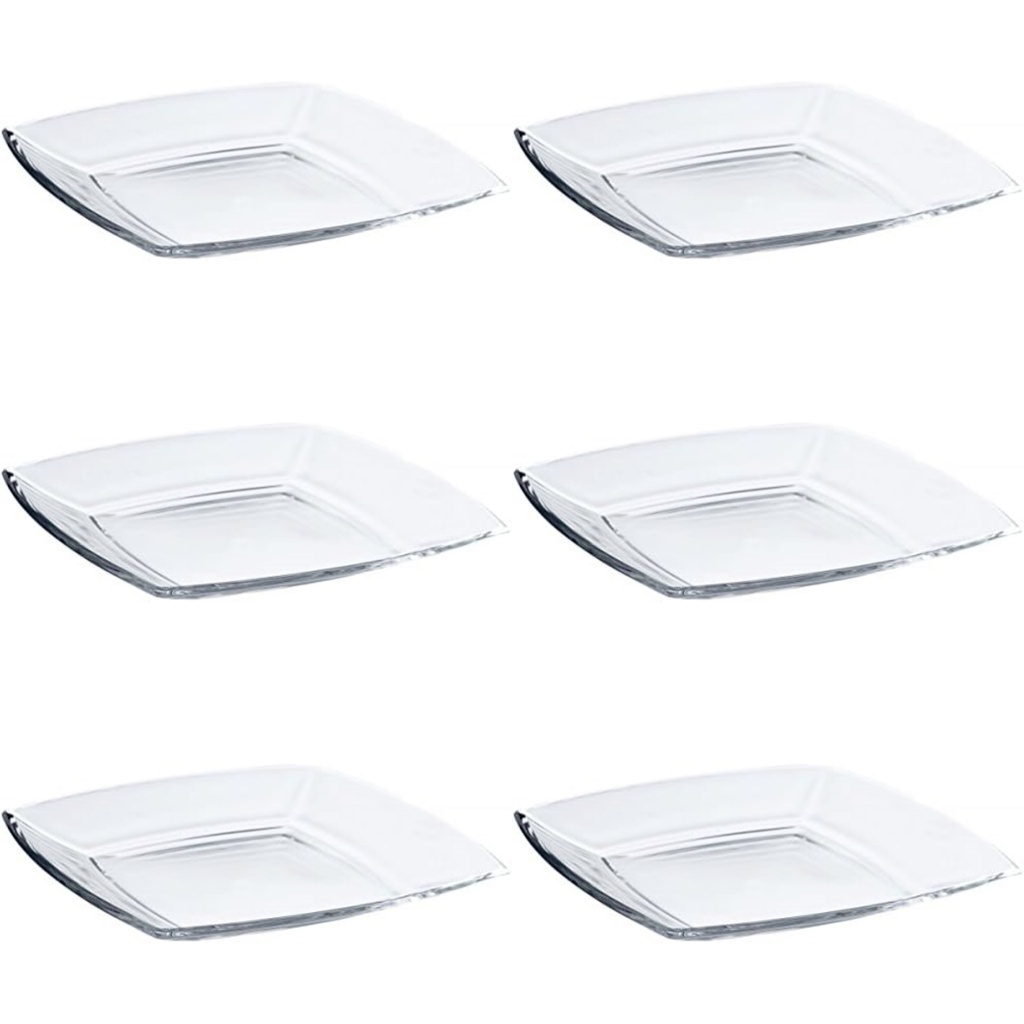 Plate 26x26cm 6pc Square Glass Clear - Tokio 54087 