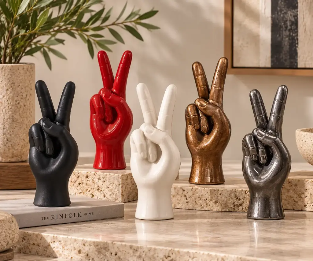 Décor Ornament AC 19x9cm Hand Gesture Peace - Metallic