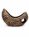 Vase AC (32x47x16cm) 1 Hole Long Boat Embossed - Metallic