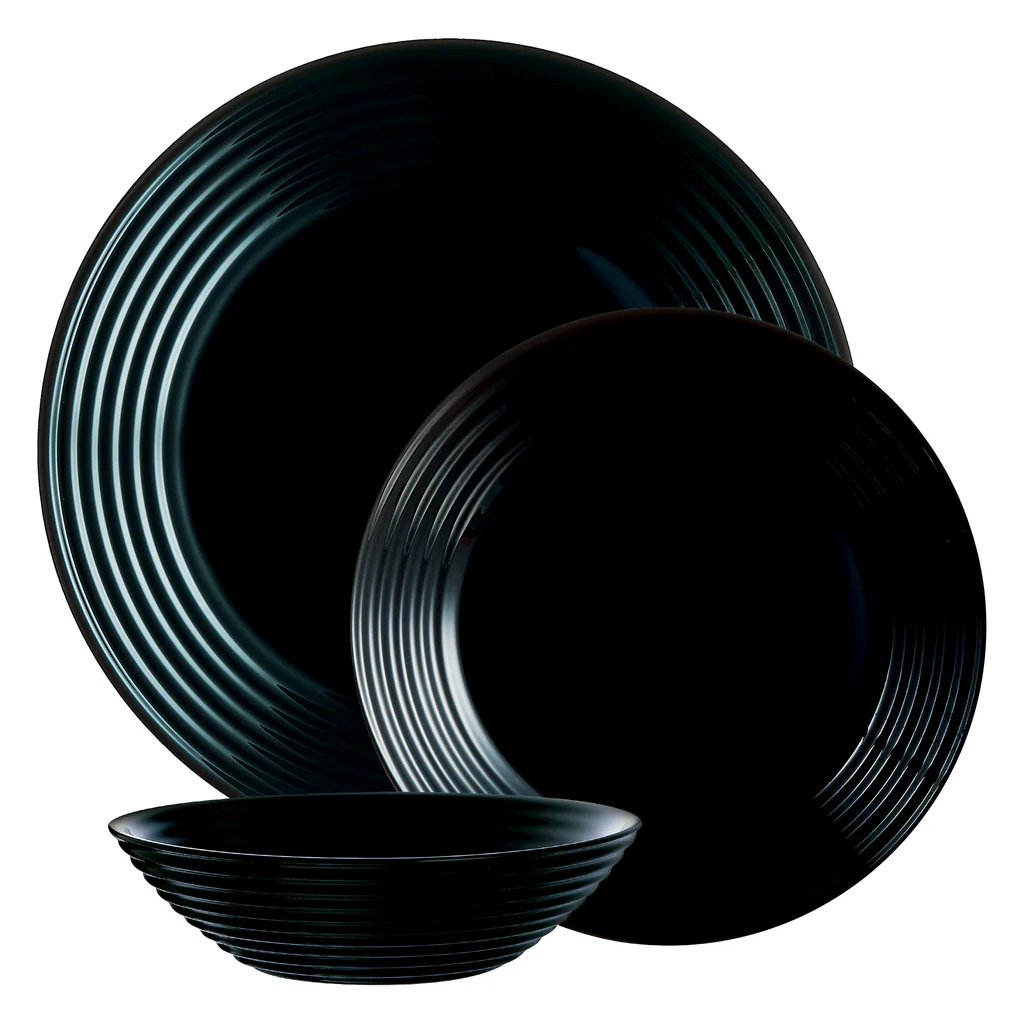 Dinner set 12pc Harena Black Opal Glass Luminarc 39908