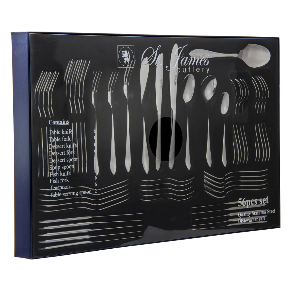 Cutlery Set 56pc Kensington In Cardboard Gift Box - St.James 13012