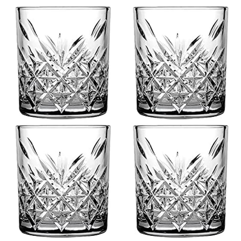 Whisky Glass 4pc Set 420ml Cut Glass - Timeless 520414