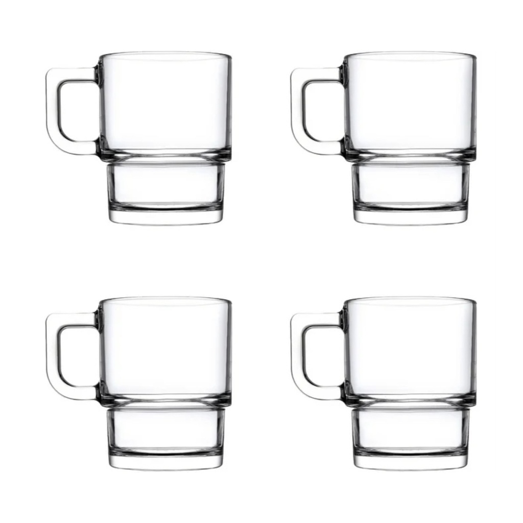 Mug 4pc Set 230ml Glass - Hill 55843