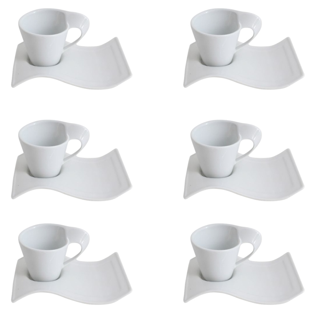 Cup & Saucer Set 12pc Porcelain Wave -RVT024-092