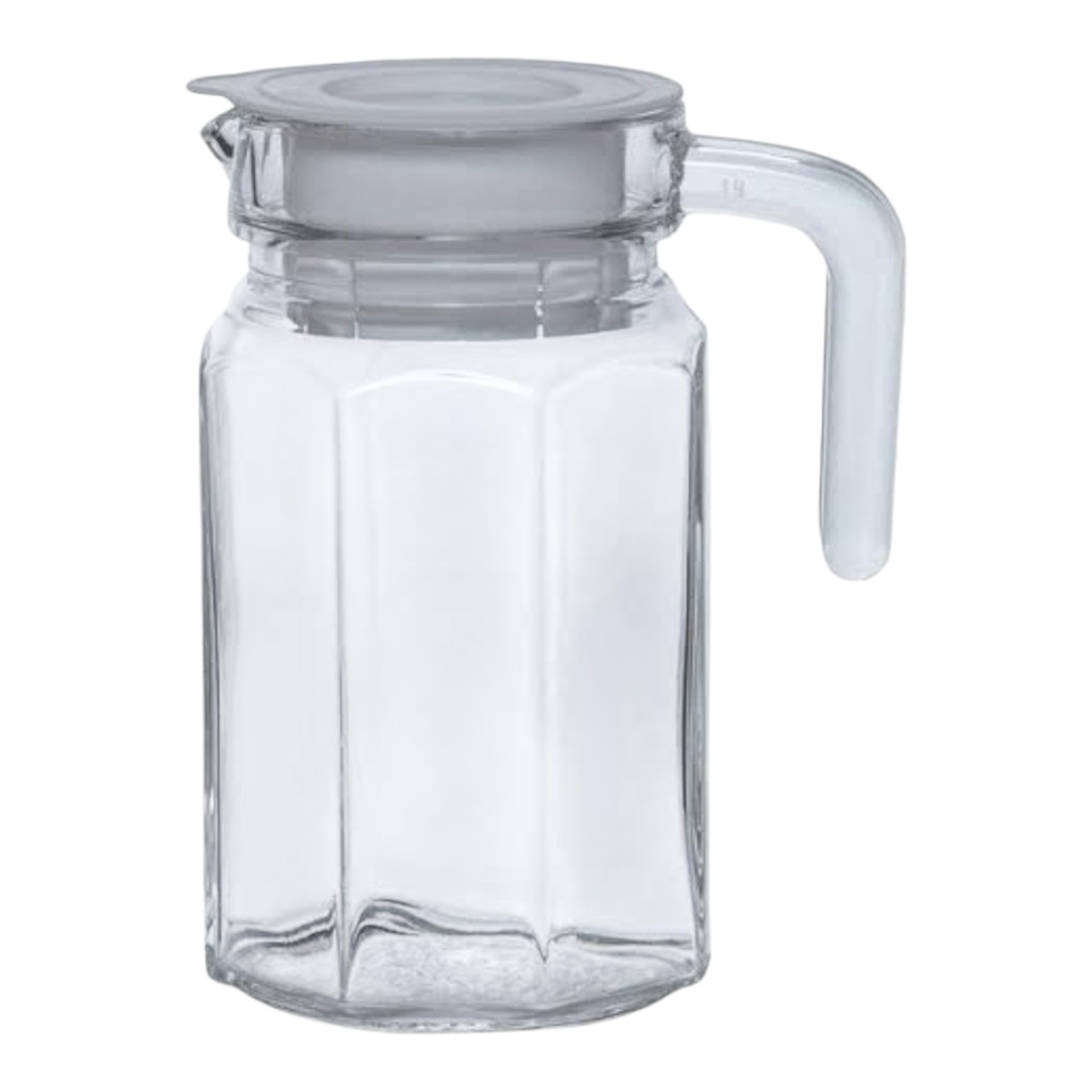 Jug 500ml Octagonal Glass With Plastic Lid 2021-008