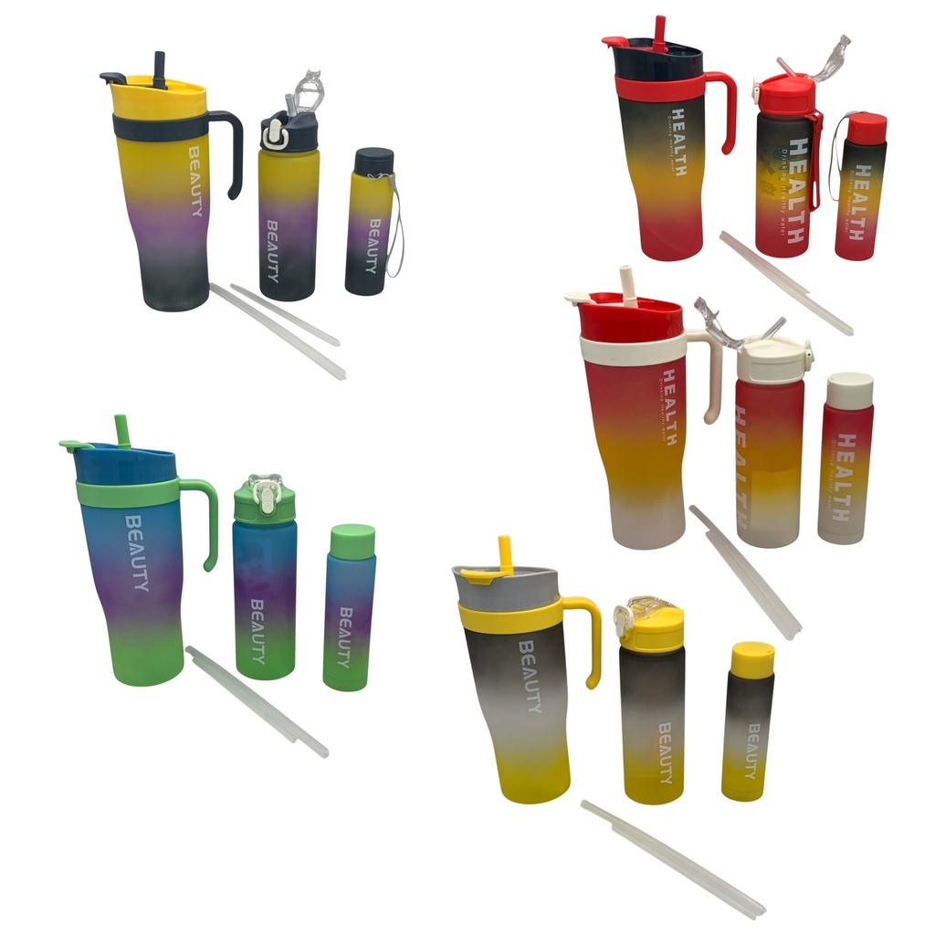 Travel Mug 1200ml Health Plastic Ass Color w/Straw ZLF