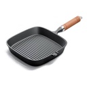 Griller Pan 22.5cm Square Cast Iron with Wooden Handle