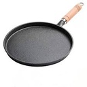 Frying/Crepe Pan 26cm Round Cast Iron with Wooden Handle