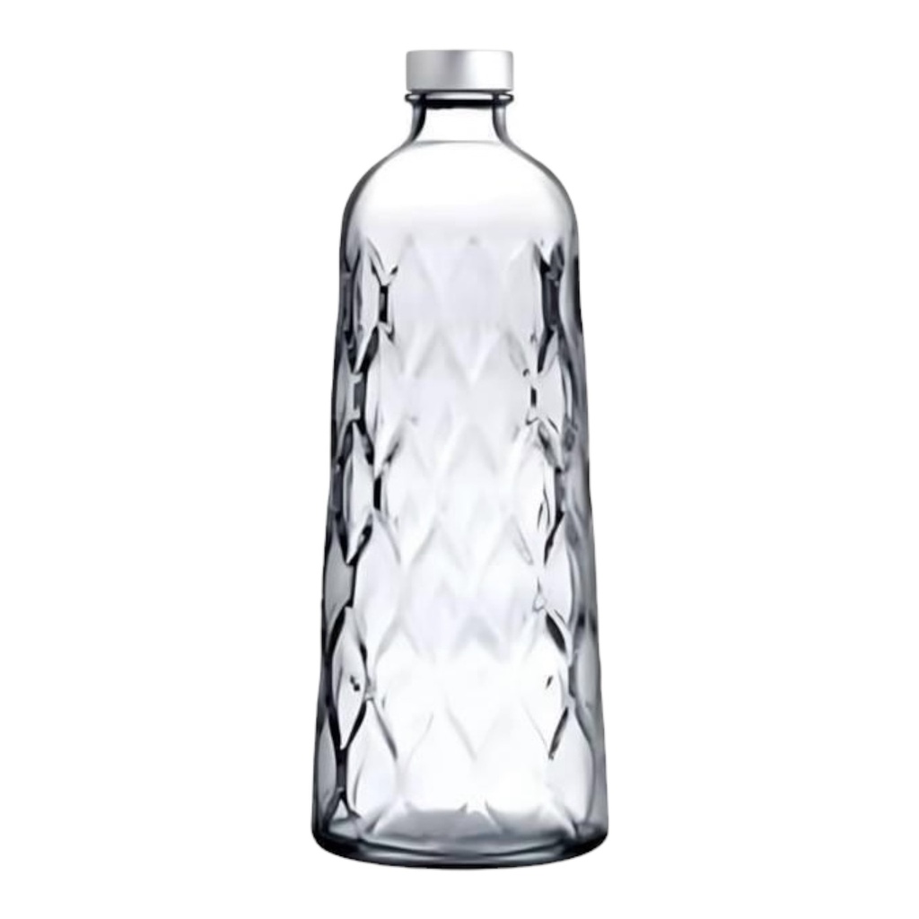 Water Bottle 1Lt Glass Leafy Design with Stainless Steel Lid - Leafy 80405