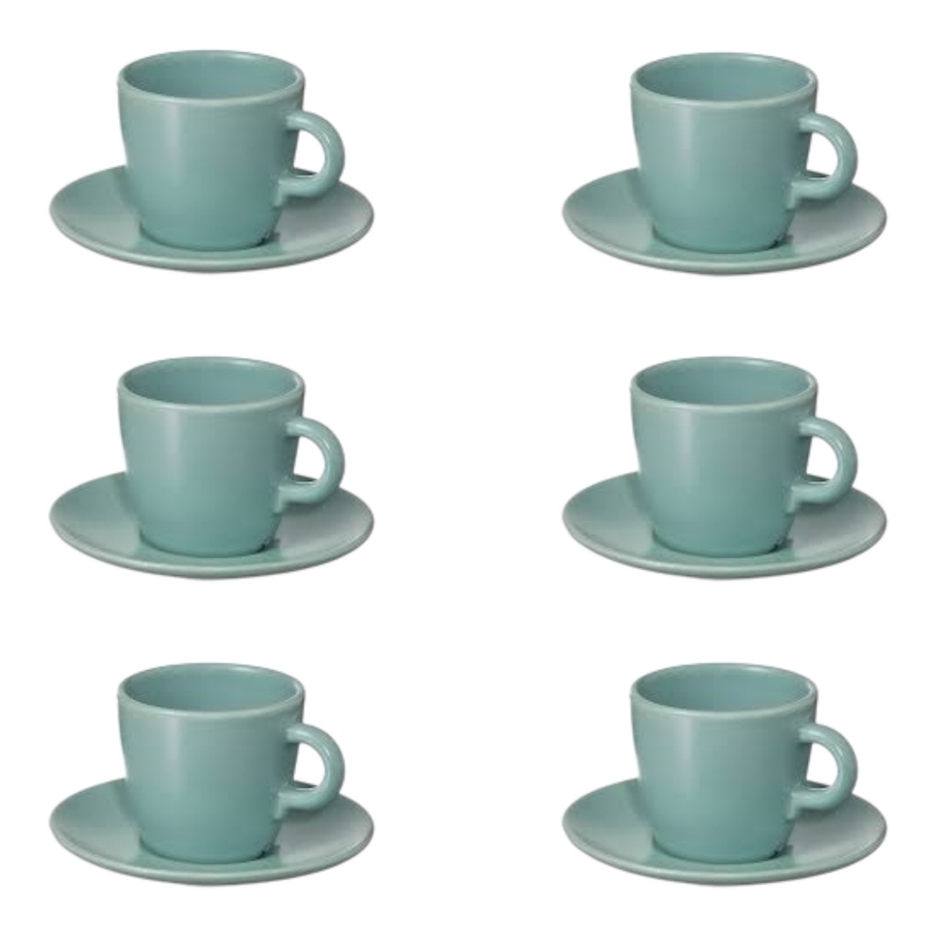 Cup & Saucer Set 12pc 250ml Stoneware - 1014