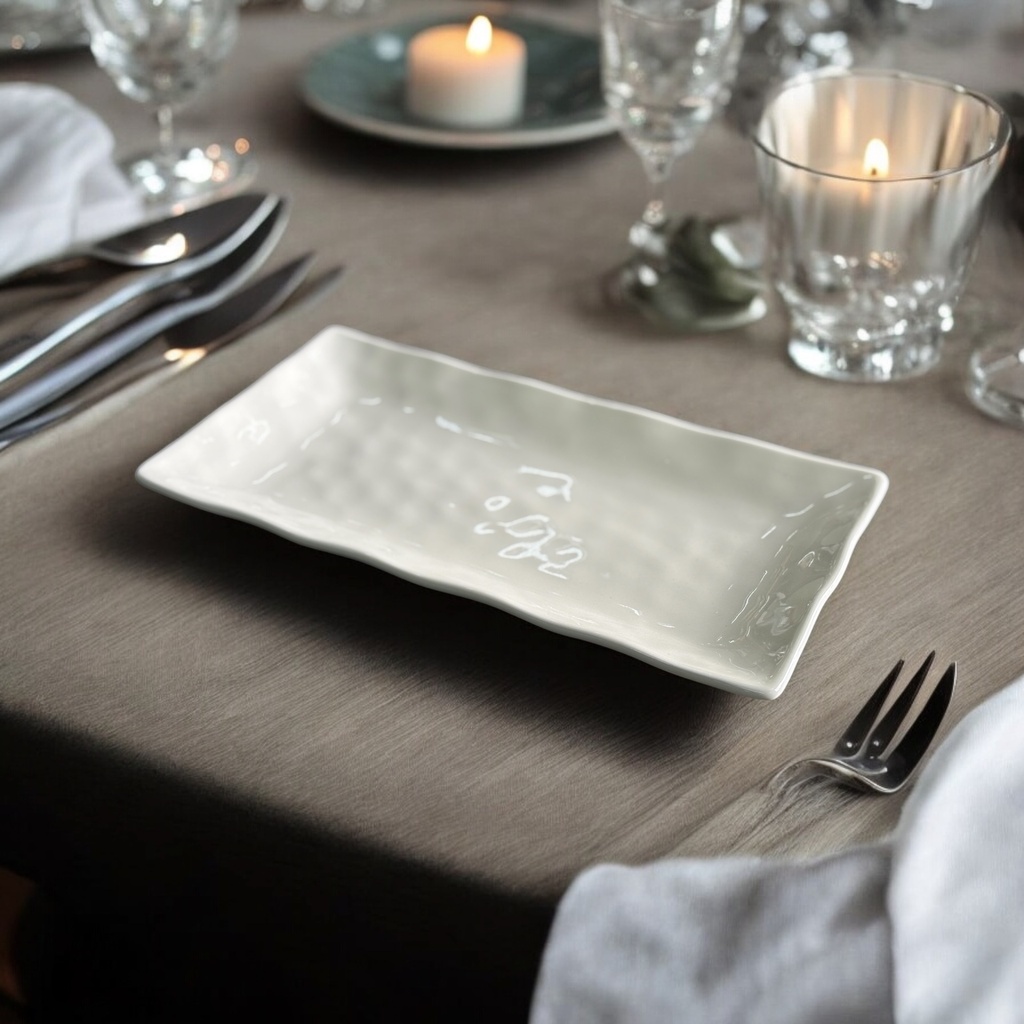 Platter 30x16x3cm Hammered Porcelain - SWF