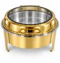 Chafing Dish 44x30x48cm Round Flat With Window Gold