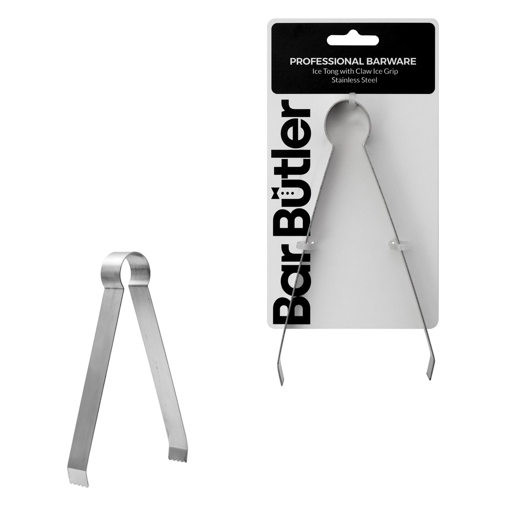 Ice Tong 16.5x2cm Bar Butler SS Clew Ice Grip 73079