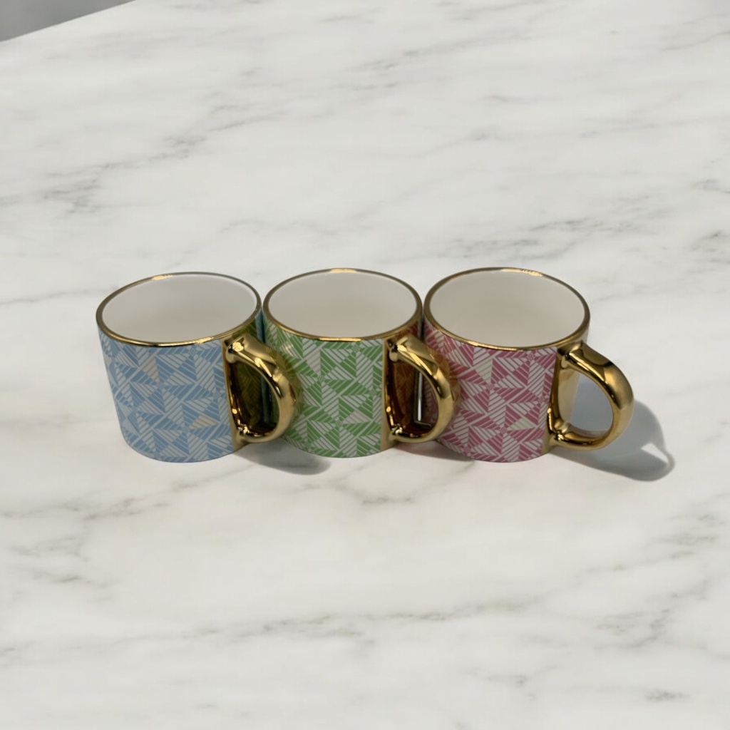 Mug 450ml Colours With Gold Rim Handle - 6025H