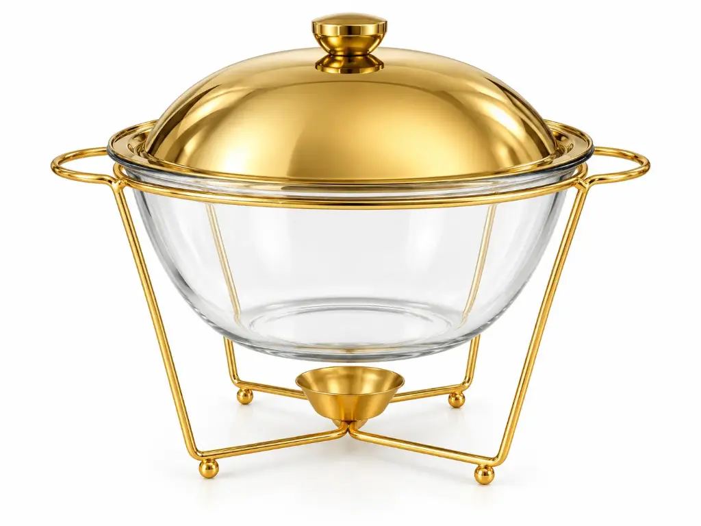 Chafing Dish 5L Round With Gold Lid with Stand