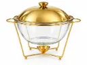 Chafing Dish 5L Round With Gold Lid with Stand