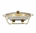 Chafing Dish 3L Oval Glass Gold Lid with Stand