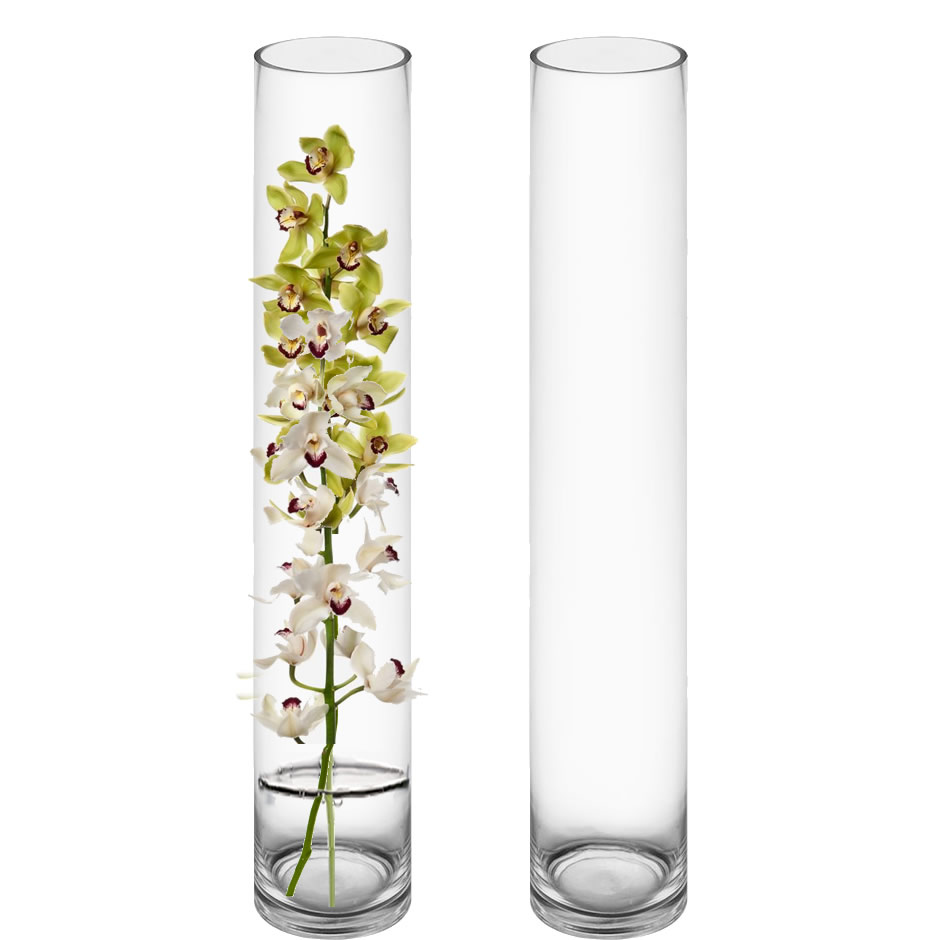 Glass Vase 35x10cm Cylinder Clear VAS1035