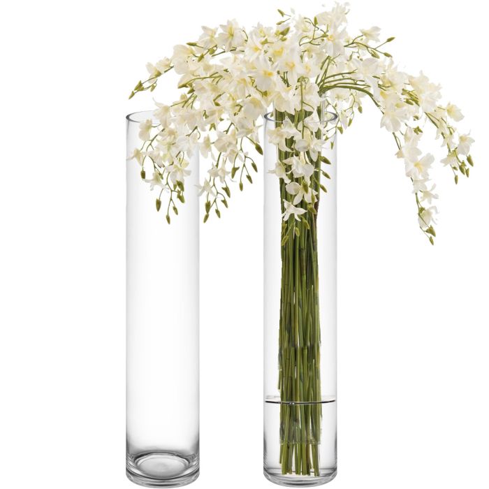 Glass Vase 40x10cm Cylinder Vase Clear VAS1040