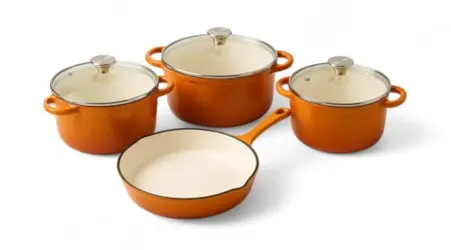 Pot Set 7pc Cast Iron Cookware with Glass Lid - Promo