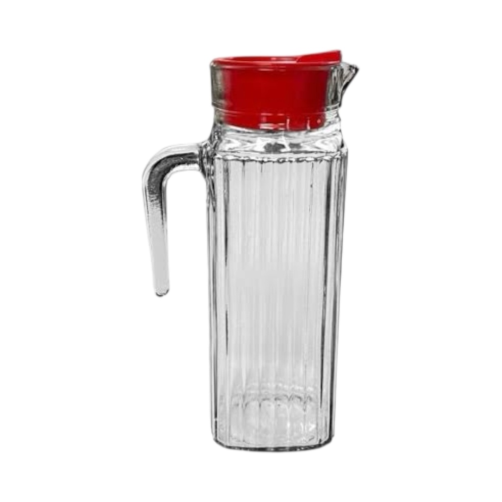 Water Jug 1.2Lt Square Fridge Clear with Red Lid 14954