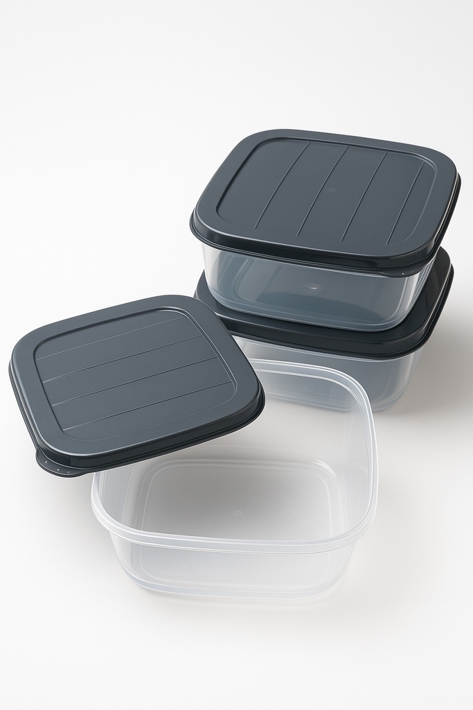 Poly Box 3pc set 22x22x9cm 2.8lt Container Plastic With Lid E-774