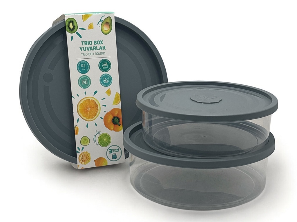 Storage Box 3pc Set 0.75/1/1.5Lt Multibox Round E-480