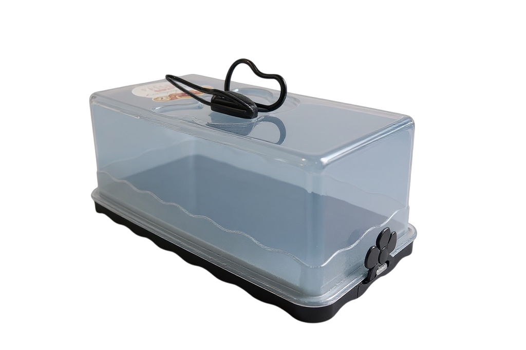 Cake Carrier 30x15cm Rectangular Plastic Base with Cover - L00575-2