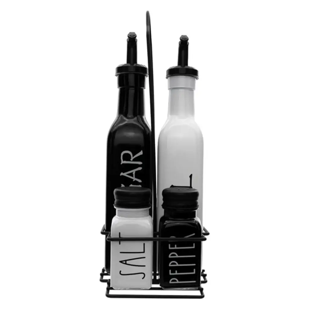 Condiment Set 4pc 250ml With Black Caddy 27140