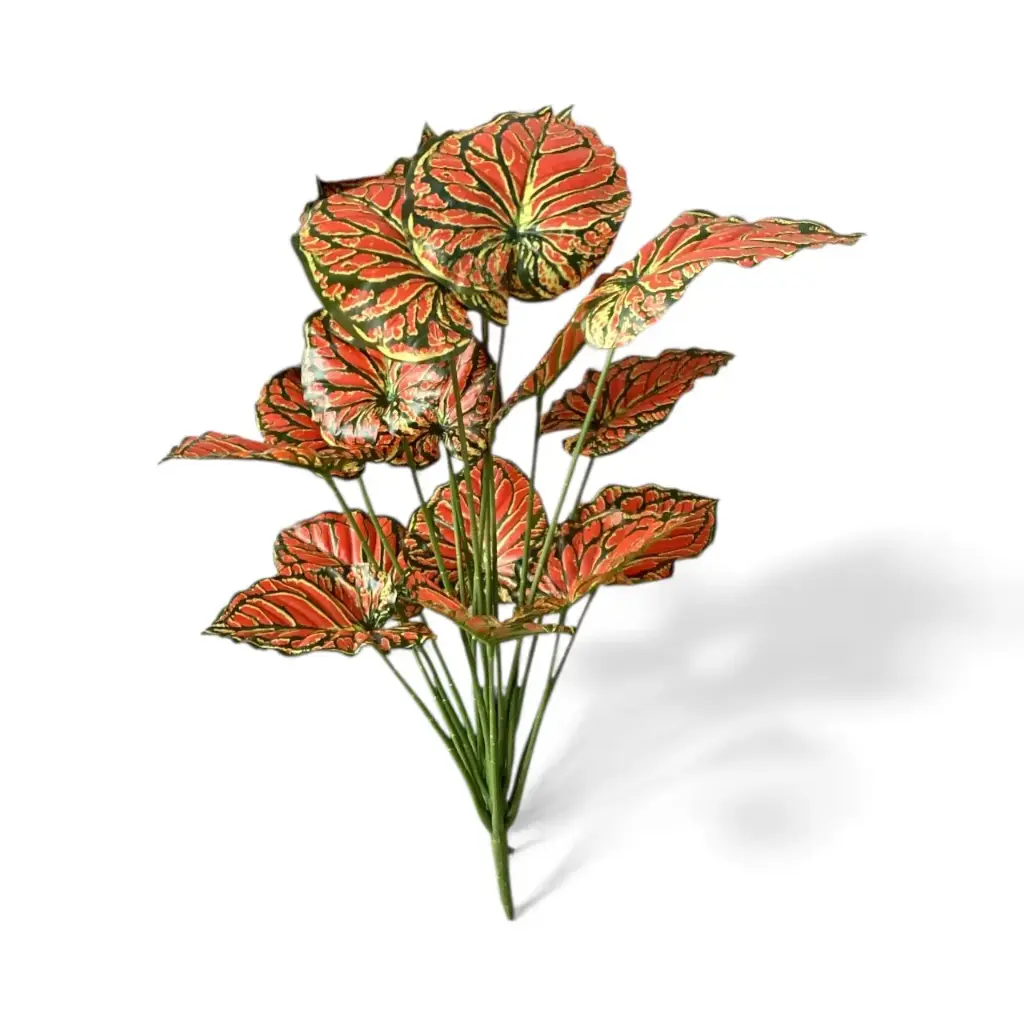 Artificial Leaf Plant 50cm 12 Heads Green Edge yellow Core LZ-244