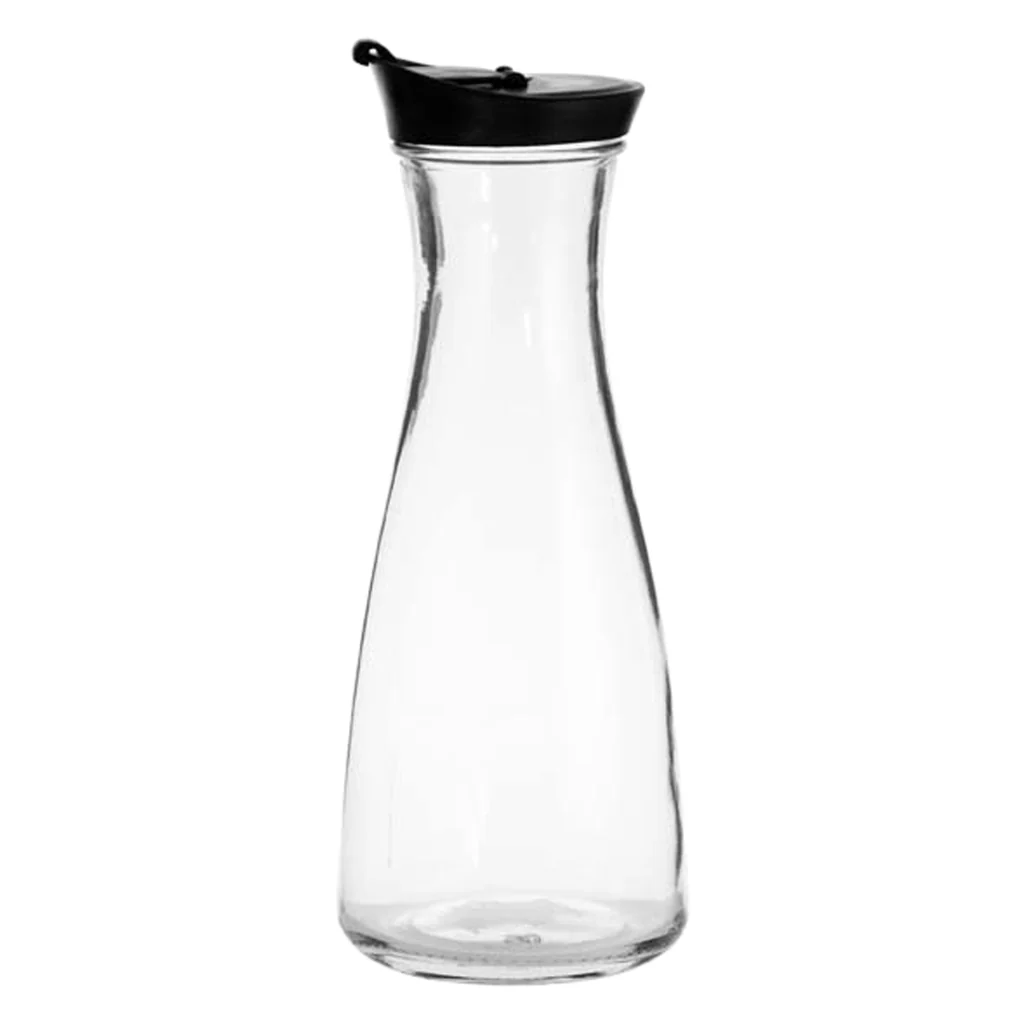 Carafe 850ml 25x10cm Glass With Black Lid - 27660
